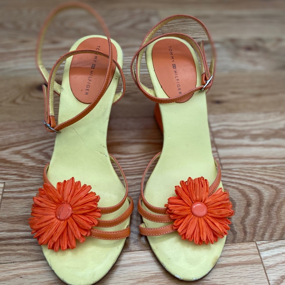 Orange floral summer sandals